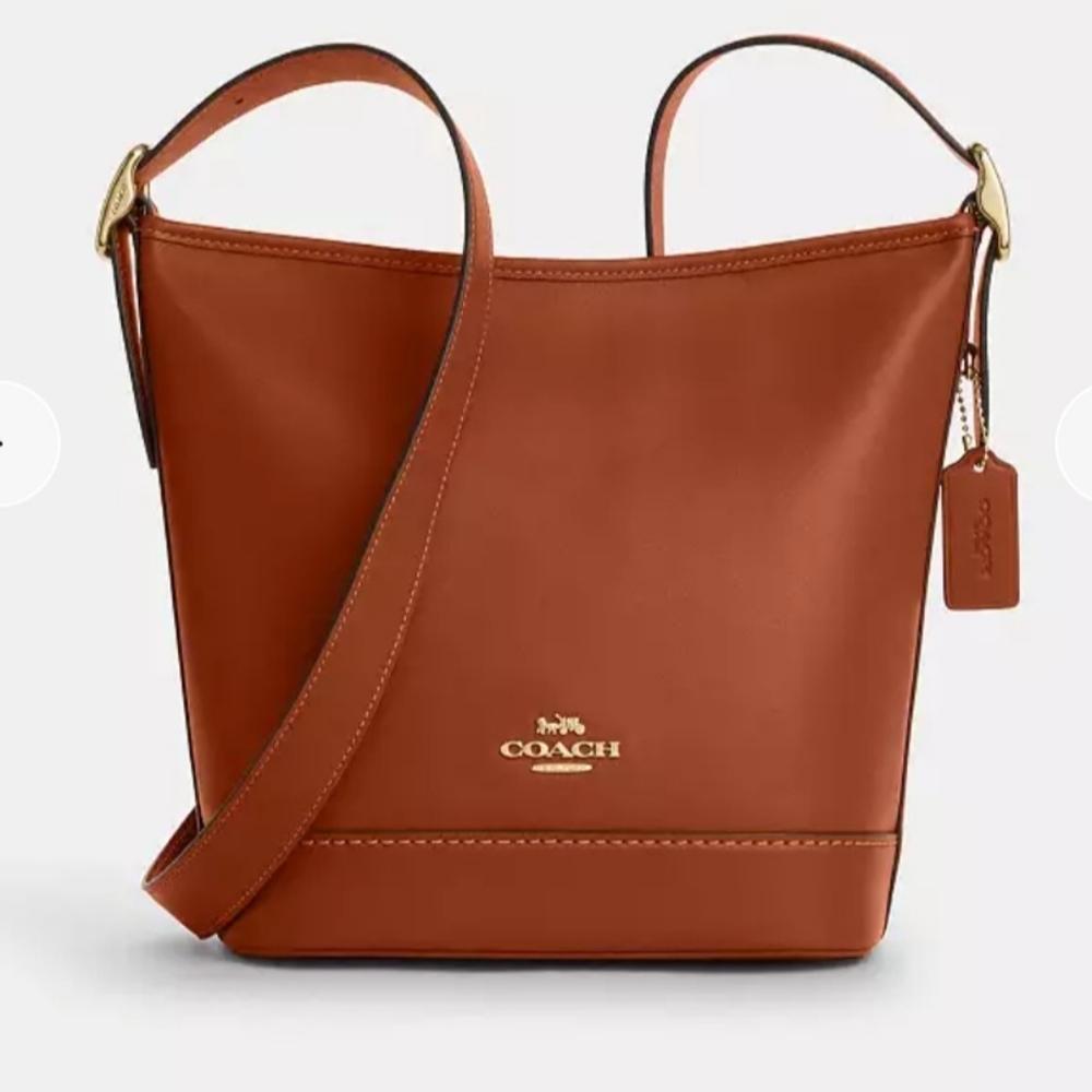 Coach Brown Leather Bucket Bag with Gold Hardware